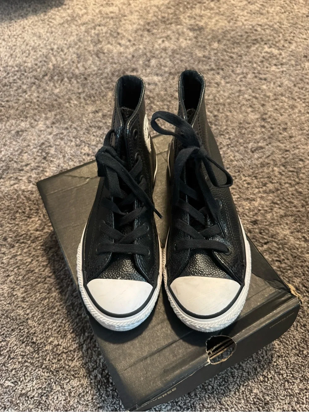 Converse Kids Black High-Top Sneakers with White Toe Cap